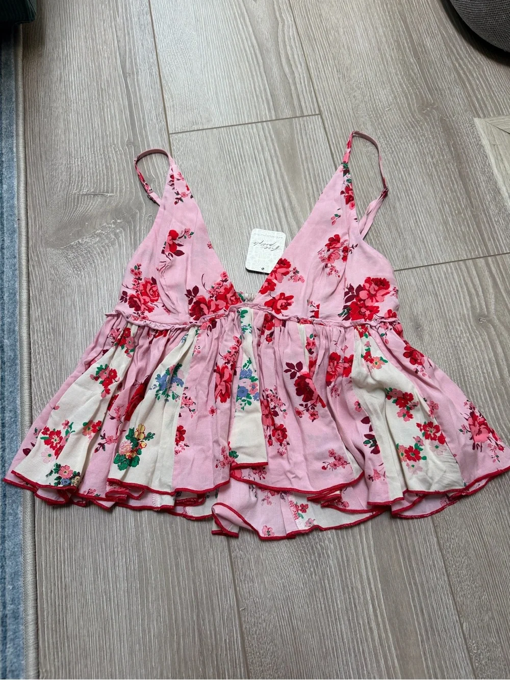 Free People Tillie Babydoll Top floral indie boho flowerchild coquette femme